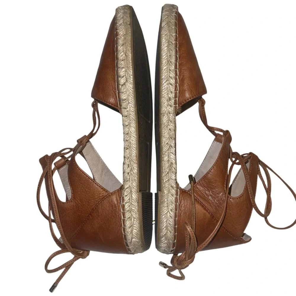 Kenneth Cole Women's Cognac Leather Beverly Espadrille Flats Sz 8M